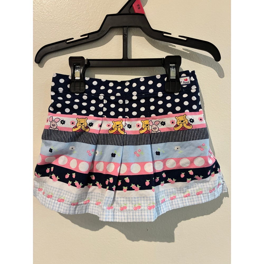 Disney Winnie the Pooh Toddler Girls Navy Polka Dot Pleated Skort 24M Cotton